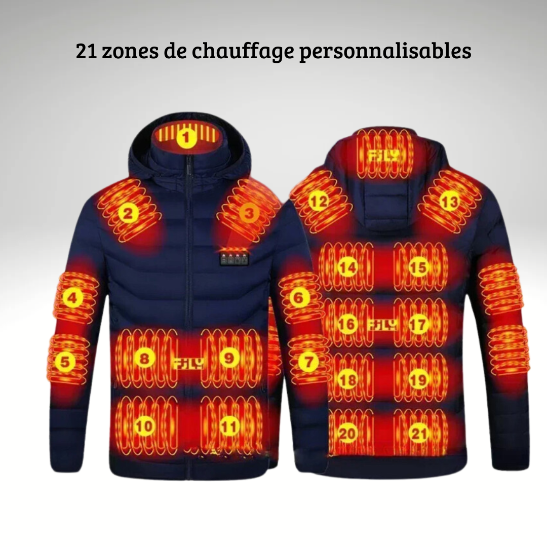 Veste Chauffante USB - Chaleur Ajustable, 21 Zones de Confort