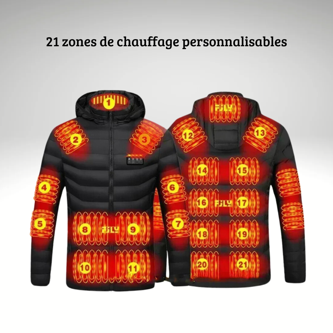 Veste Chauffante USB - Chaleur Ajustable, 21 Zones de Confort