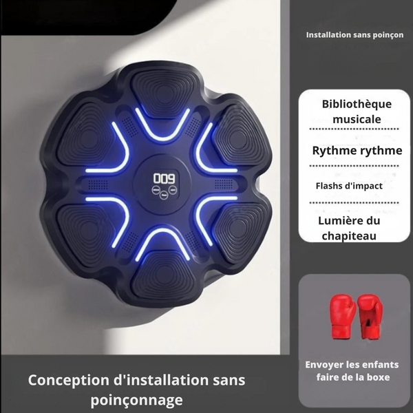 Cible de Boxe Murale Intelligente avec USB, LED et Musique