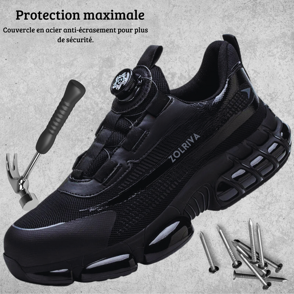 Chaussures de sécurité et protection avec lacet à bouton rotatif