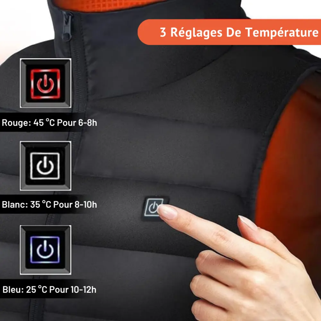 Veste chauffante pour homme et femme avec batterie USB et 17 zones de chaleur