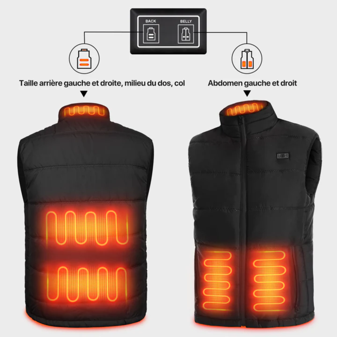 Veste chauffante pour homme et femme avec batterie USB et 17 zones de chaleur