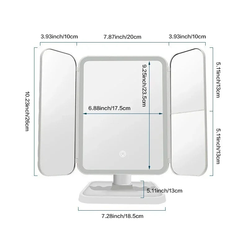 Miroir de Maquillage Trifaces LED Intelligent - Zolriva Beauty