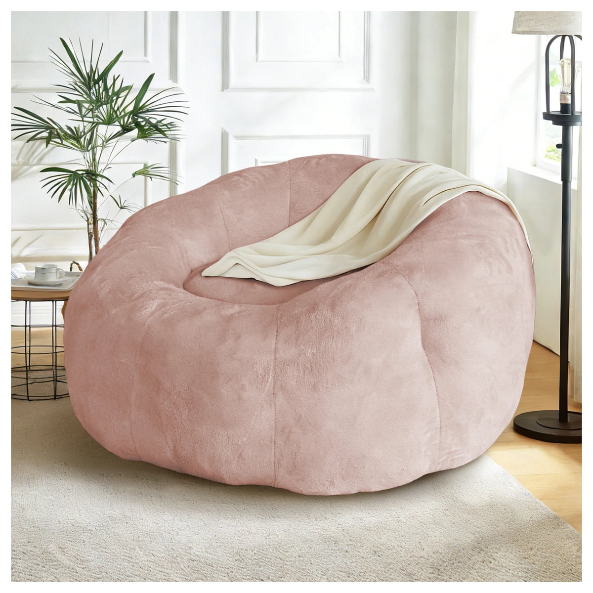 Large Round Bean Bag Lounge Chair with Enhanced Stability for Versatile Relaxation in Living Room and Bedroom