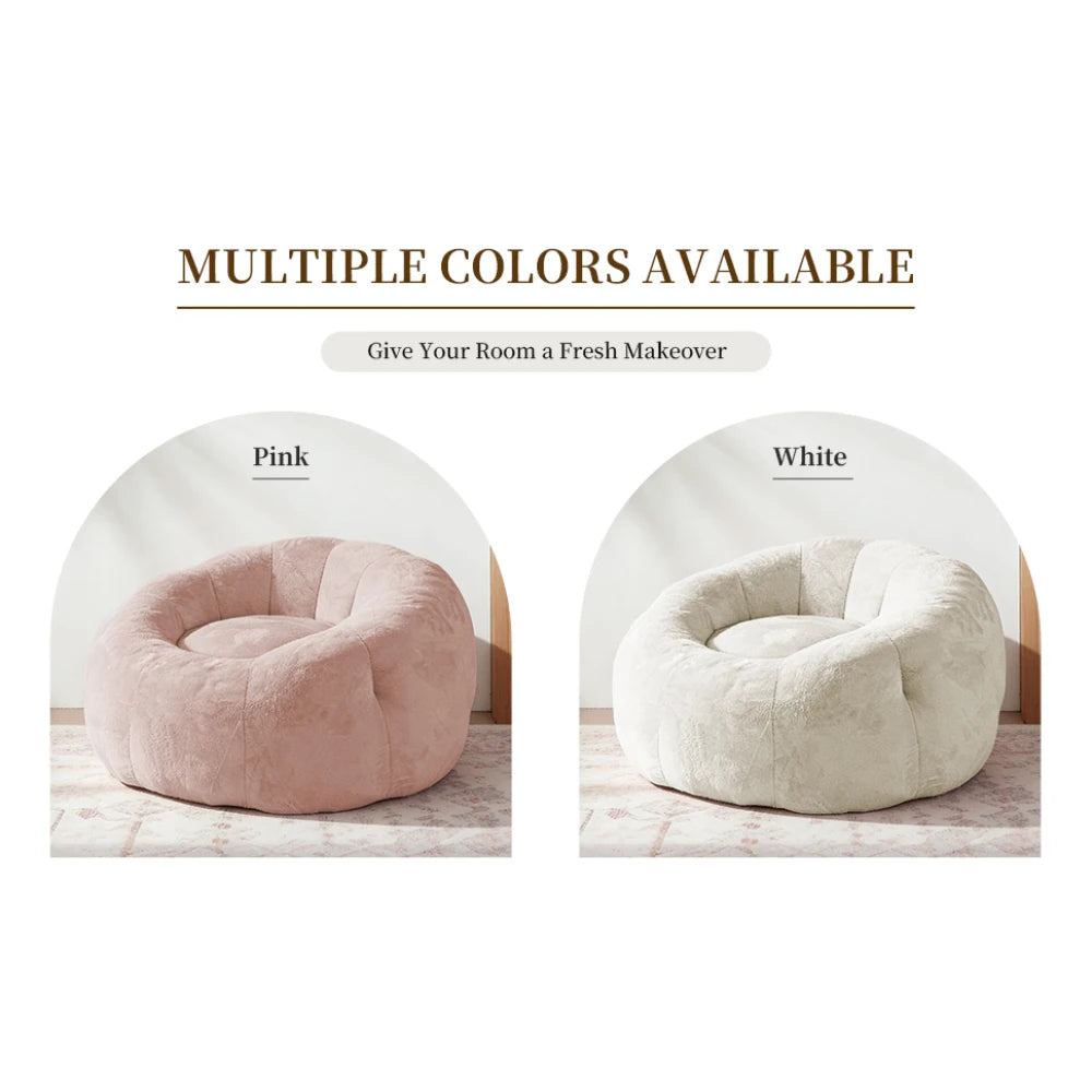 Large Round Bean Bag Lounge Chair with Enhanced Stability for Versatile Relaxation in Living Room and Bedroom
